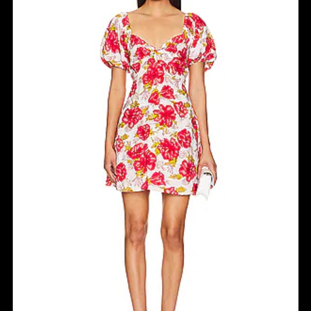 Faithfull the Brand Red and Yellow Floral Mini Dress
